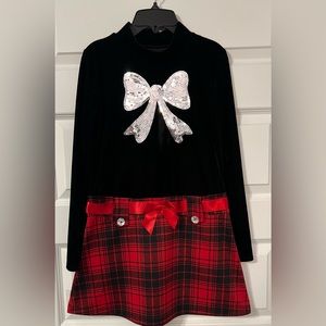 🎀14/16 Girls Basic Editions Velvet Plaid Event Dress